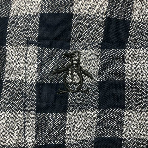Original Penguin men’s blue checkered plaid button down shirt medium - Picture 7 of 13